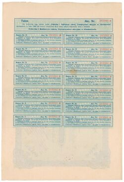 Акція Ходорівської цукроварні номіналом 140 марок (1921) (зворот).jpg