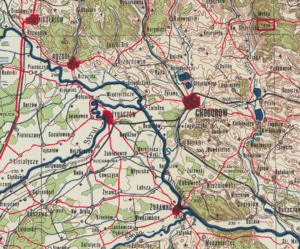 Жидачівщина на карті Польщі Пшемисль 1947.png