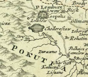Жидачівщина на карті землі козацької 1740.png