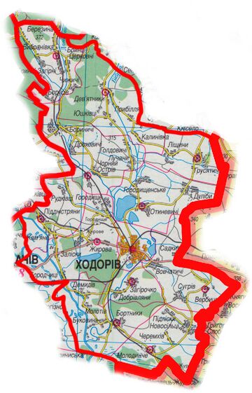 Адміністративна карта Ходорівської громади