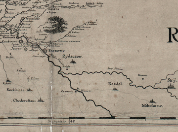 Жидачівщина на карті Боплана 1650