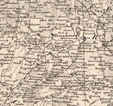 Жидачівщина на карті Галичини 1857