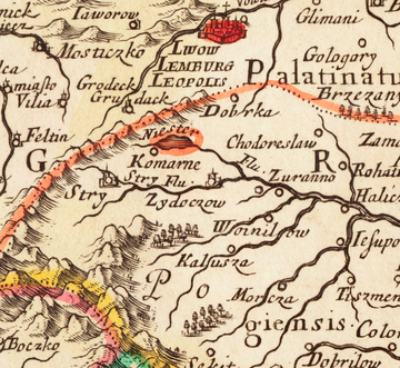 Жидачівщина на карті Польщі 1690
