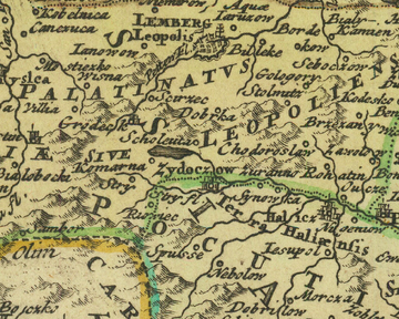 Жидачівщина на карті Польщі 1739