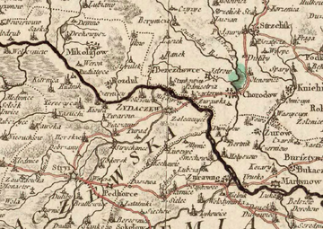 Жидачівщина на карті Польщі 1772