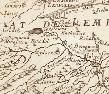 Жидачівщина на карті Чорної Русі 1674