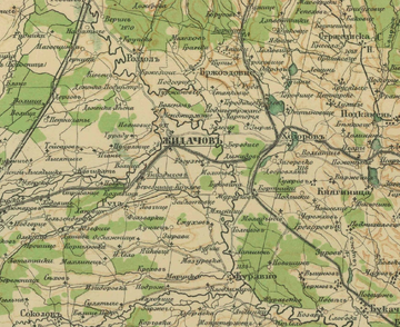Жидачівщина на спеціальній карті європейської Росії 1903
