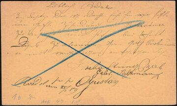 Карта кореспонденційна Розділ 2 крейцери 1889 (зворот)