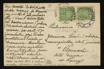 Поштівка В'їзд до дирекції Закладу в Дроговижі (1932) (зворот)