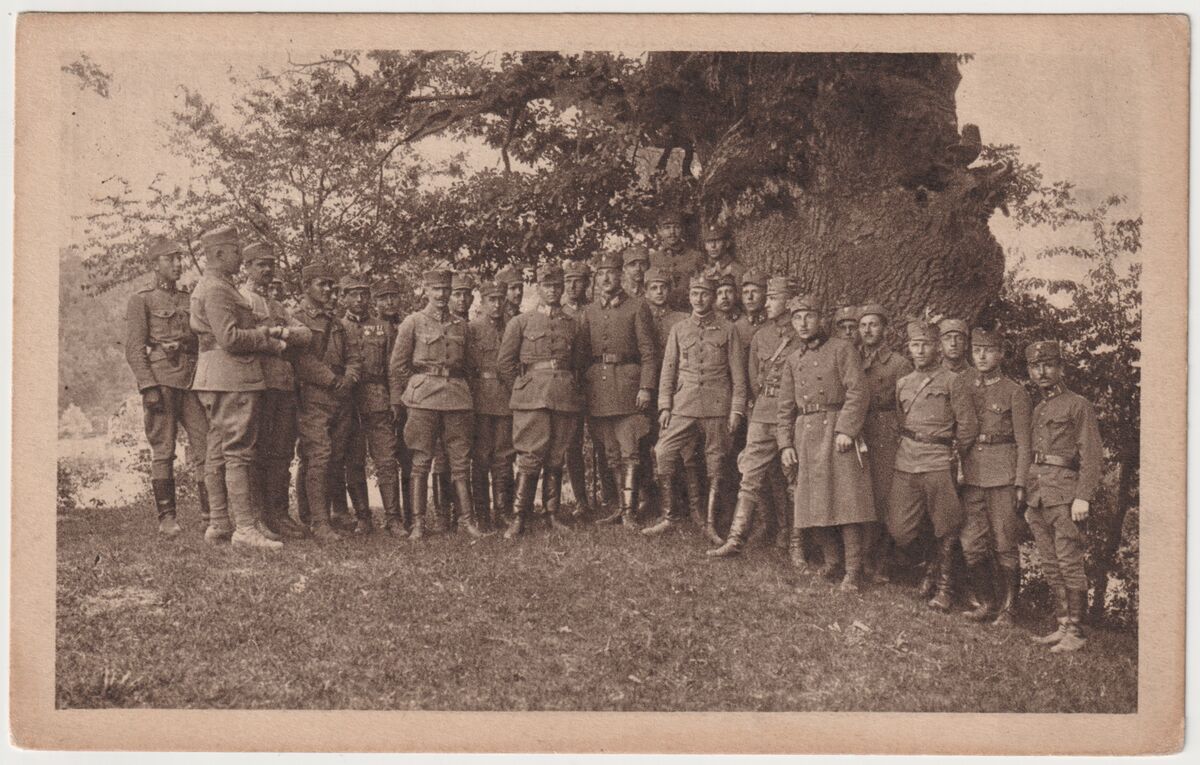 Поштівка Збірка старшин УСС у Верині (1918)